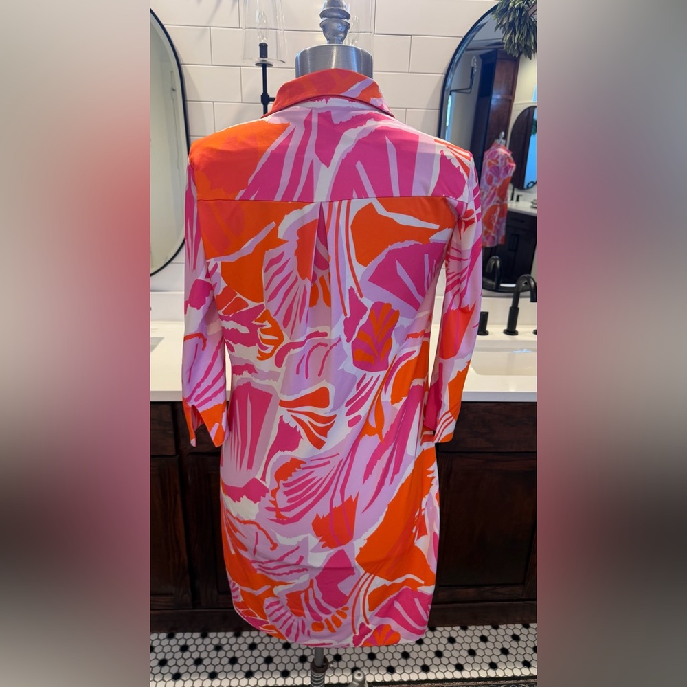Gretchen Scott Everywhere Dress in Pink Frond Frenzy Floral Tropical Dress Sz M - Picture 7 of 16